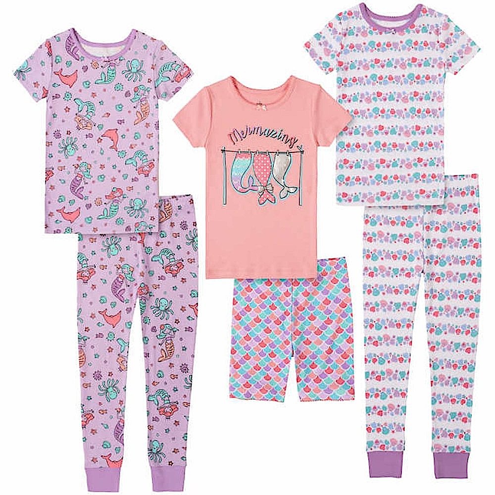 Kids Headquarters Kids' 6-piece Cotton Pajama Set Mermaid